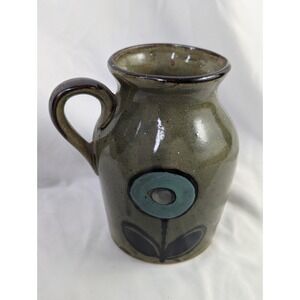 Nevco Japan Green Flower Vase Jug Pottery 5 Inch